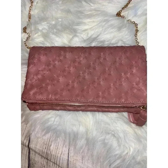 Urban Expressions Weave Vegan Leather Crossbody Purse Dusty Pink - Picture 2 of 11